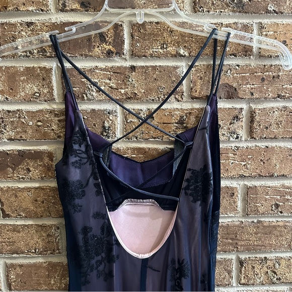 VTG 80s 90s Pink w/ Mesh Overlay Floral Burnout Empire Waist Formal Prom Dress - Picture 4 of 11